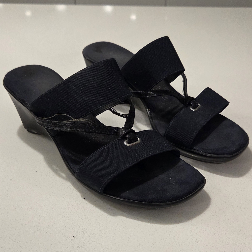 Black Women's Wedge Slide Sandals